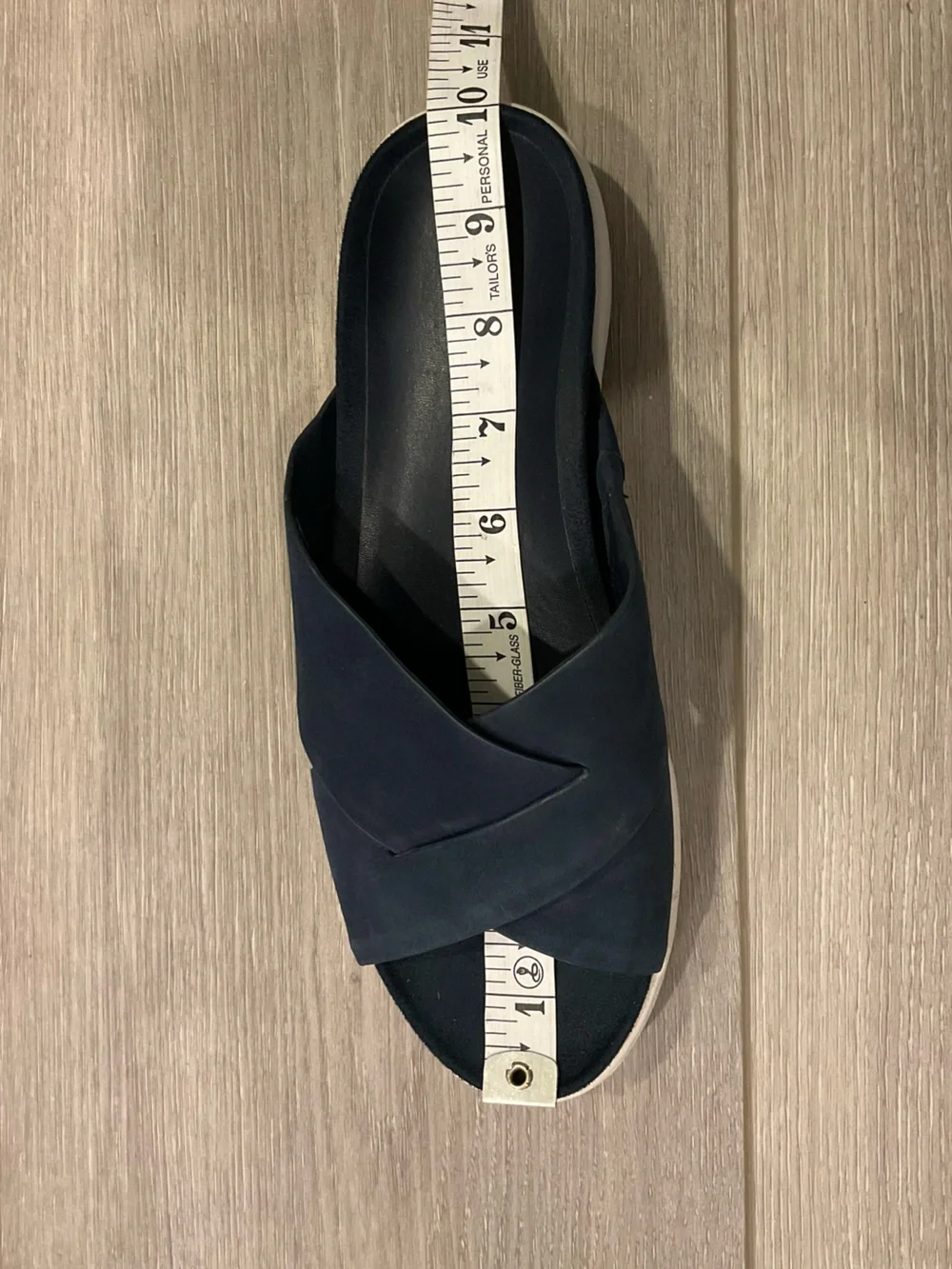 VIONIC Lou Leather Slide Platform Sandal Blue Size 7.5